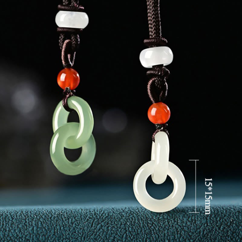 Nimara Ritual Natural Hetian Cyan Jade White Jade Double Peace Buckle Success Necklace Pendant