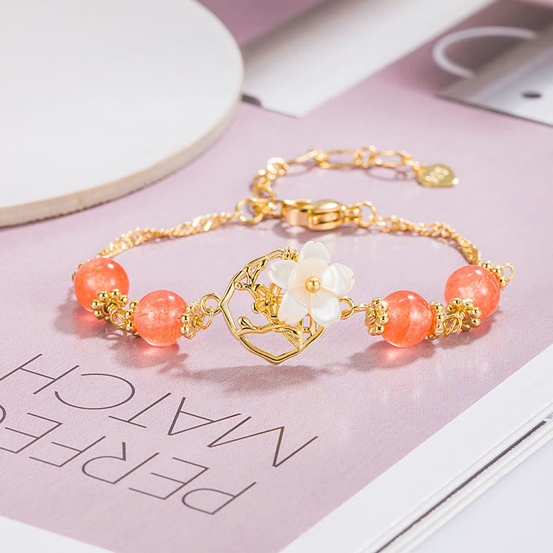 Nimara Ritual Red Agate Tridacna Stone Flower Confidence Bracelet