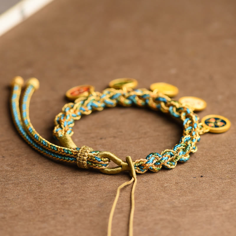 Nimara Ritual Tibetan Five God Of Wealth Luck Handcrafted Braid String Bracelet