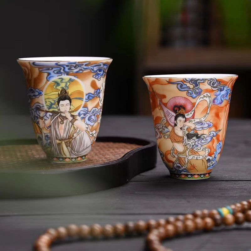 Nimara Ritual Dunhuang Color Flying Apsaras Teacup Kung Fu Tea Cup