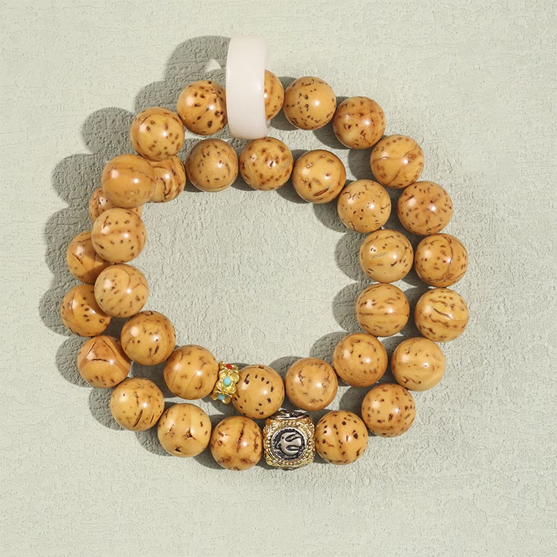 Nimara Ritual Tibetan Natural Purple Gold Rat Bodhi Seed Wealth Double Wrap Bracelet
