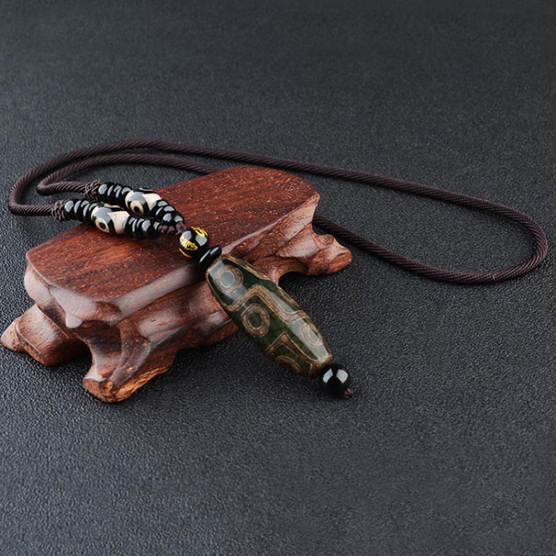 Nimara Ritual Nine-Eye Dzi Bead Wealth Protection Necklace