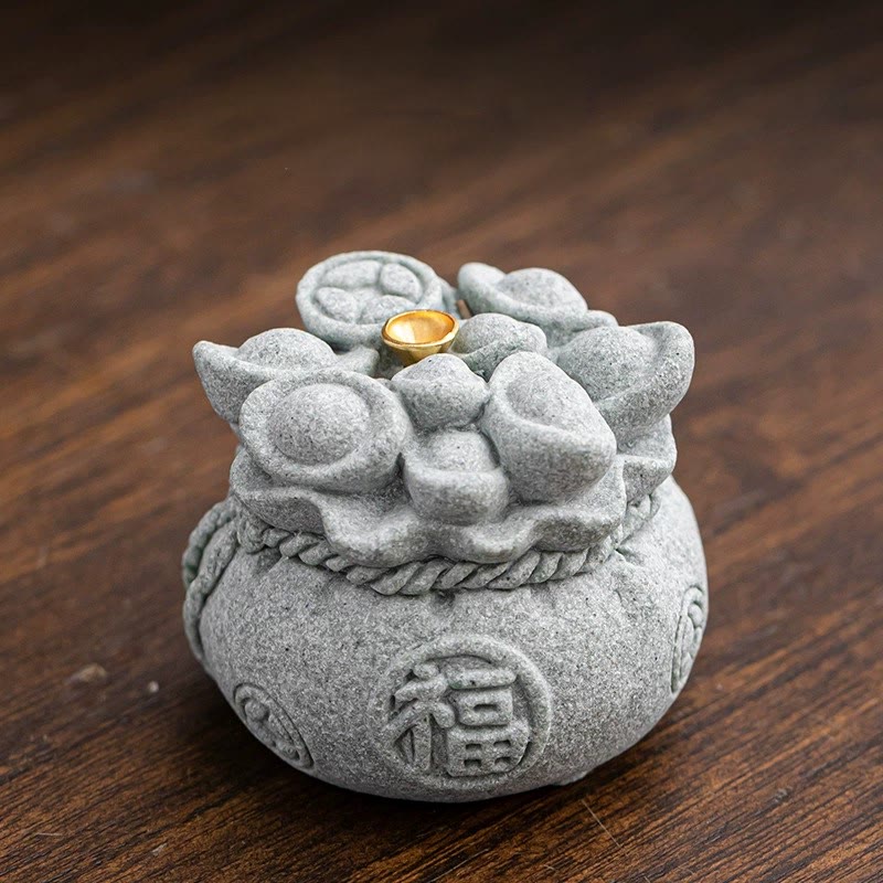 Nimara Ritual Chinese Character Fu Ingots Healing Incense Burner Desk Decoration