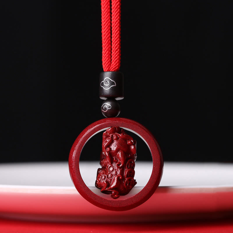 Nimara Ritual Cinnabar Om Mani Padme Hum PiXiu Blessing Lucky Bead Necklace Pendant