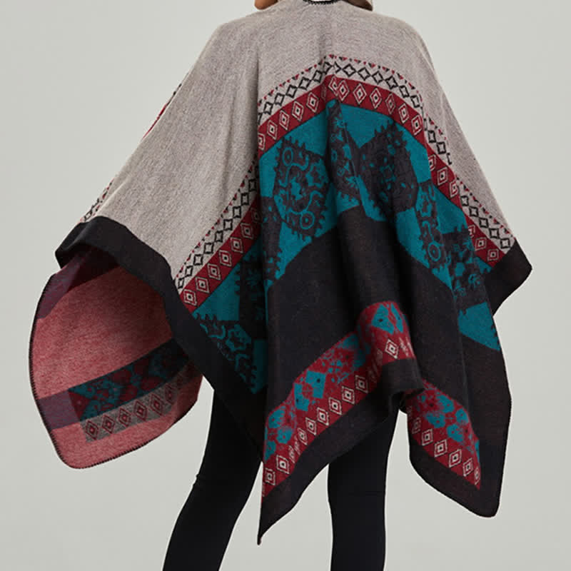Nimara Ritual Tibetan Shawl Diamond Pattern Winter Warm Cloak Scarf