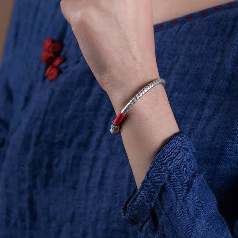 Nimara Ritual Tibet Om Mani Padme Hum Luck Red String Bracelet Bangle