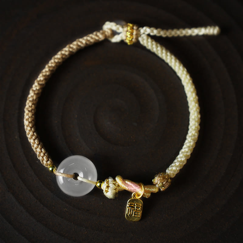 Nimara Ritual Handmade White Agate Peace Buckle Luck Happiness Protection Weave String Bracelet