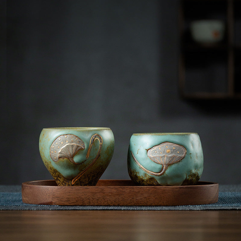 Nimara Ritual Lotus Pod Engraved Teacup Kung Fu Tea Cup