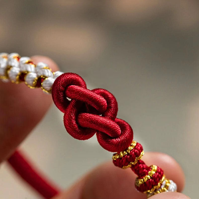 Nimara Ritual Handmade True Love Knot Peach Blossom Charm Luck Rope Bracelet
