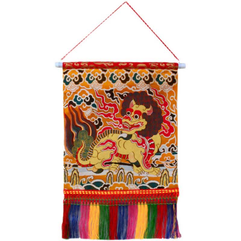 Nimara Ritual Feng Shui Kirin Spiritual Colorful Tassel Wall Art