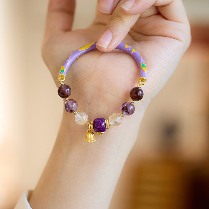 Nimara Ritual Purple Phantom Purple Jade Scripture Citrine Love Wisdom Bracelet Bangle