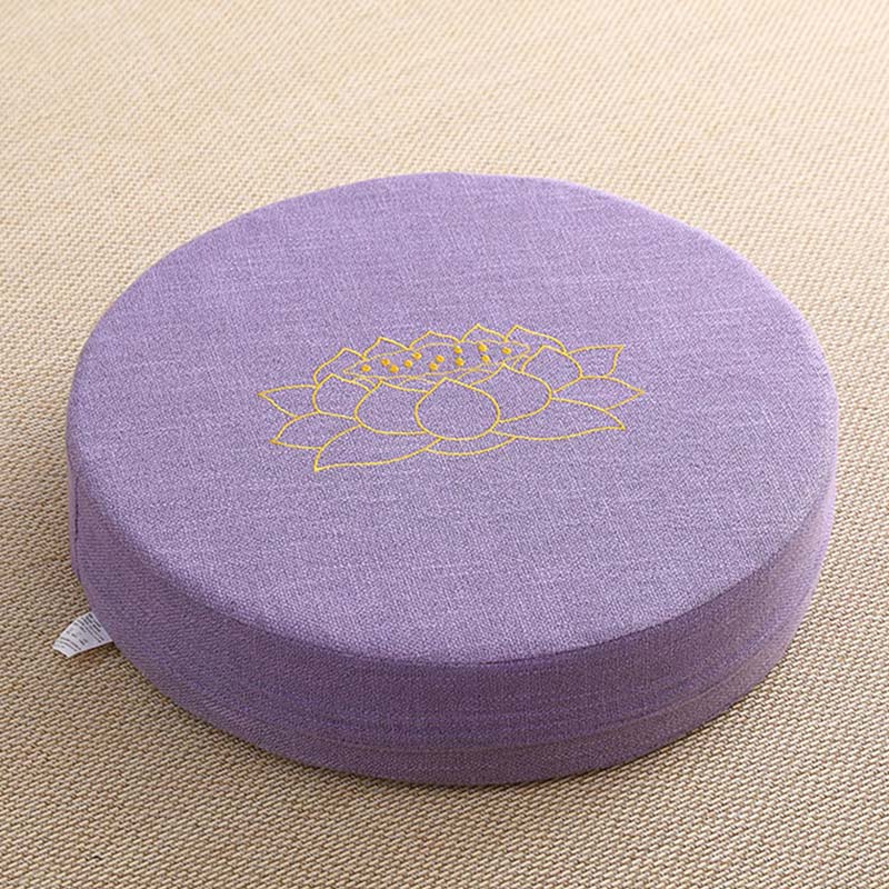 Nimara Ritual Lotus Embroidery Cotton Linen Meditation Seat Cushion