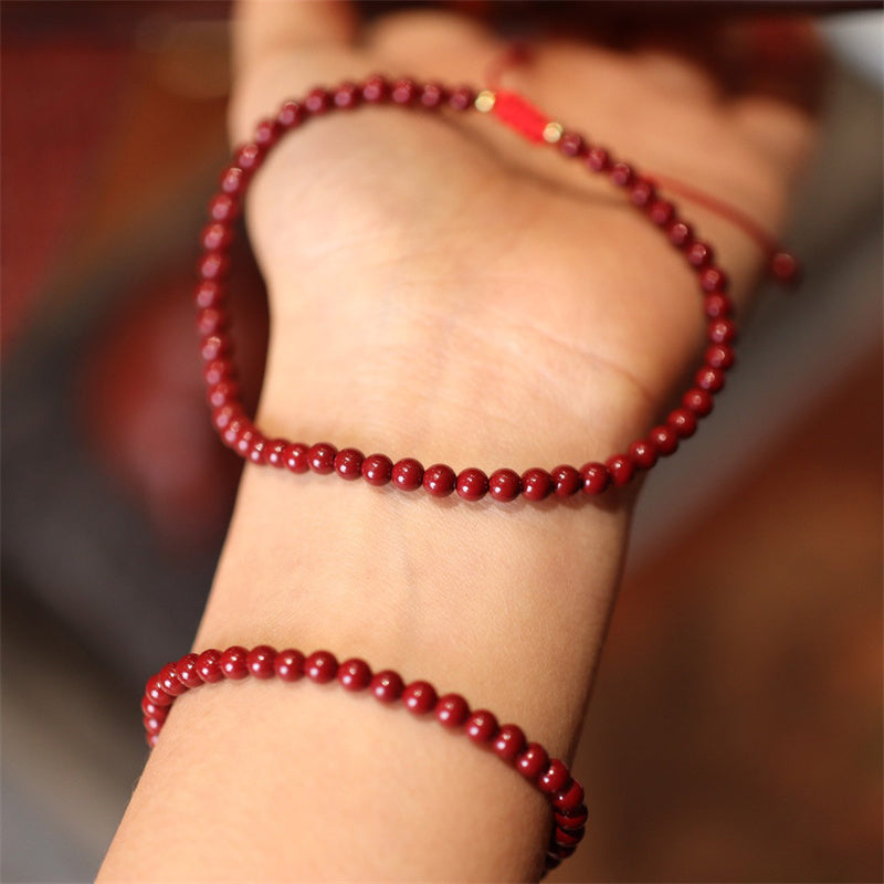 Nimara Ritual Natural Cinnabar Blessing Red String Braided Bracelet Anklet