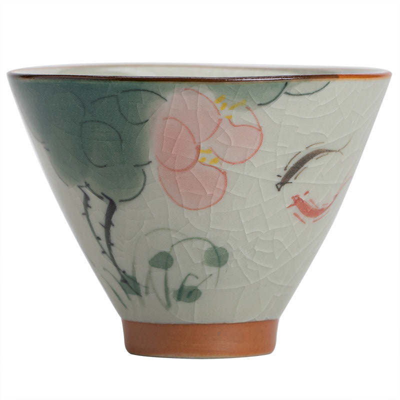 Nimara Ritual Persimmon Boat Koi Fish Lotus Ceramic Teacup Kung Fu Tea Cup 50ml