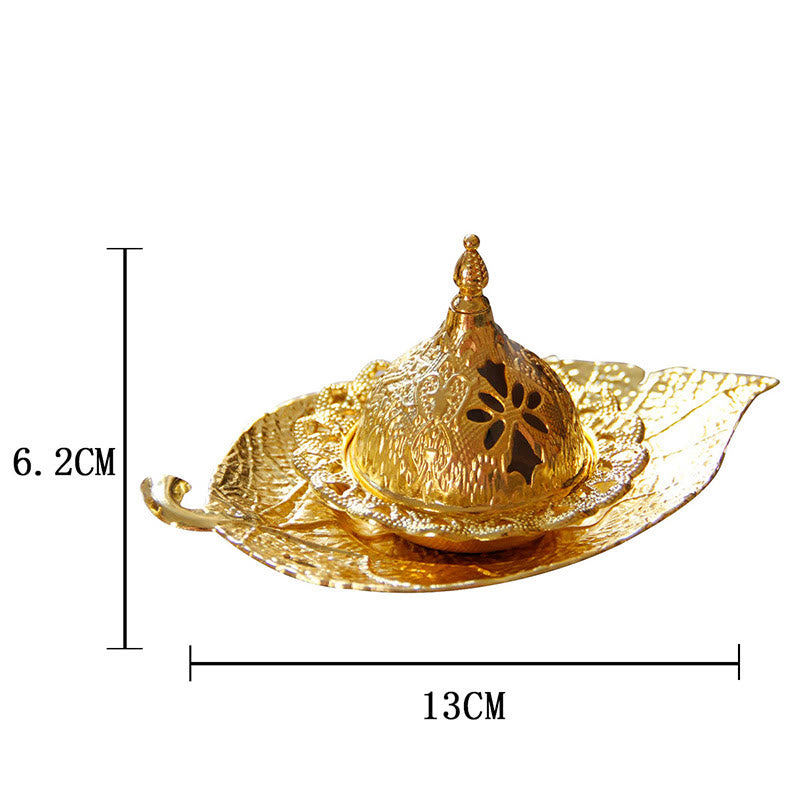 Nimara Ritual Tibetan Gold Mini Leaf Coaster Meditation Incense Burner