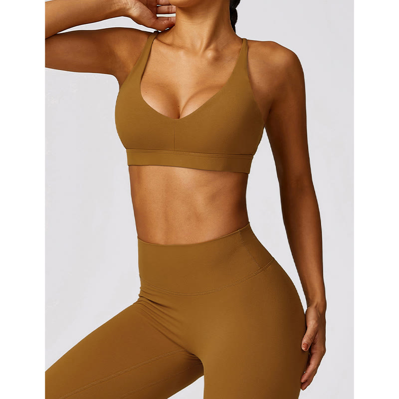 Nimara Ritual Gym Sports Yoga Backless Bra Crop Tank Top Breathable Shorts
