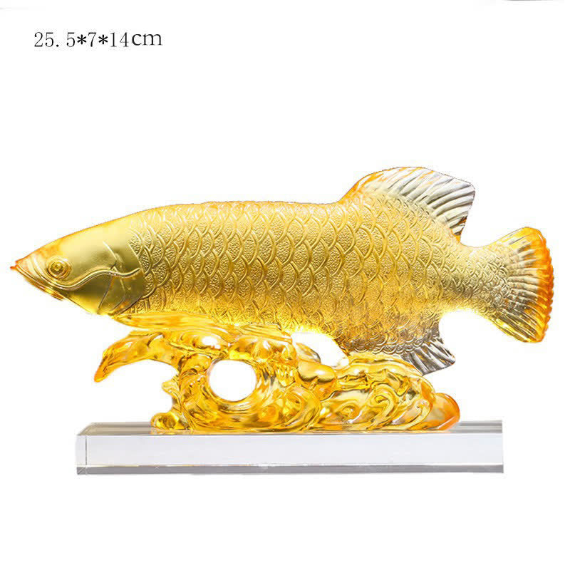 Nimara Ritual Handmade Liuli Crystal Koi Fish Art Piece Luck Home Office Decoration