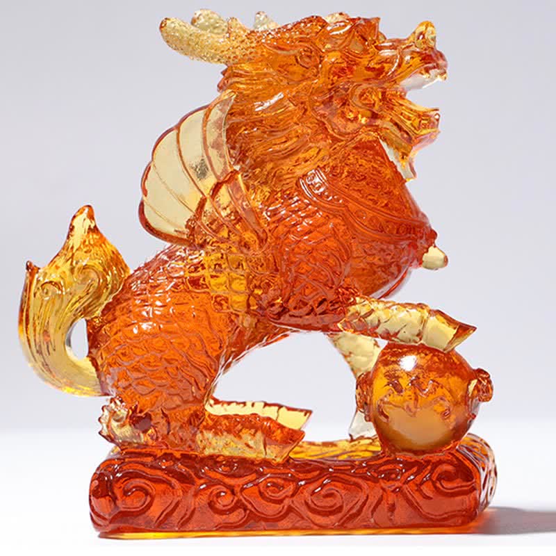 Nimara Ritual Feng Shui Kirin Handmade Liuli Crystal Art Piece Fortune Home Office Decoration