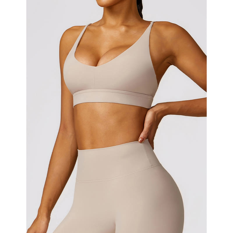 Nimara Ritual Gym Sports Yoga Backless Bra Crop Tank Top Breathable Shorts