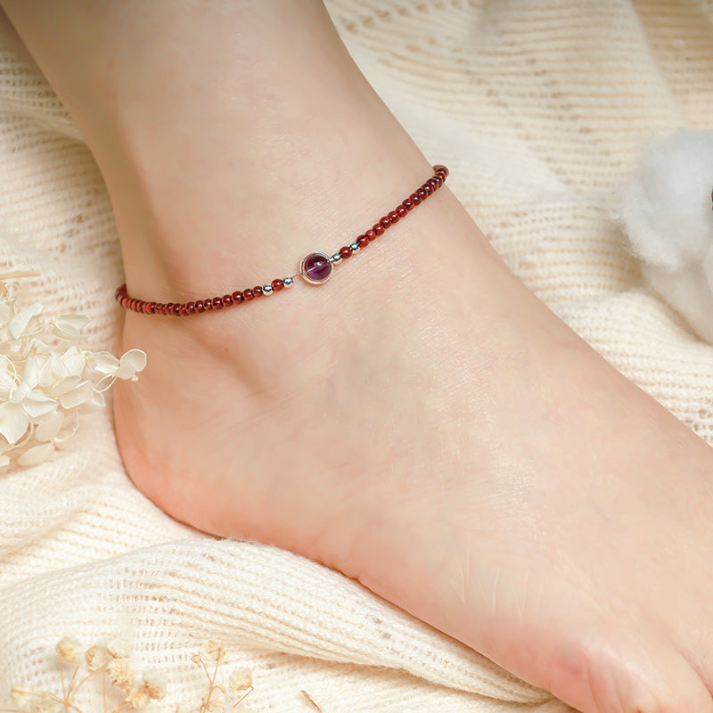 Nimara Ritual Garnet Amethyst Purification Calm Anklet