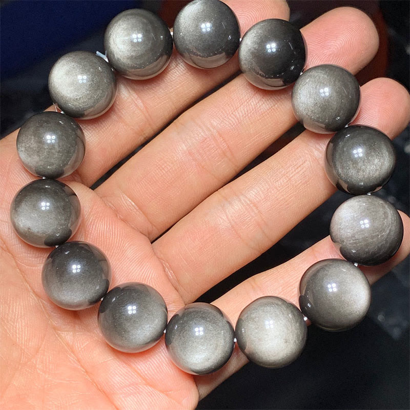 Nimara Ritual Natural Silver Sheen Obsidian Soothing Protection Bracelet
