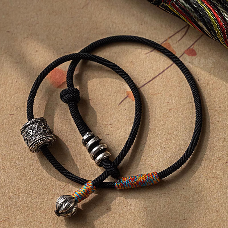 Nimara Ritual Tibetan Om Mani Padme Hum Carved Amulet Double Wrap Bracelet