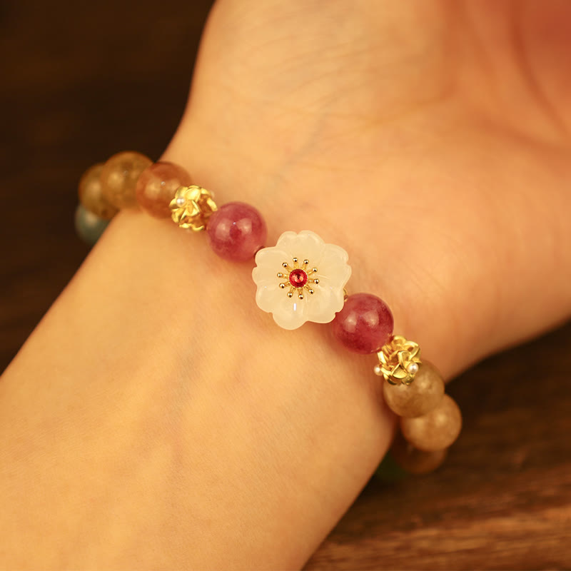 Nimara Ritual Colorful Tourmaline Jade Flowers Love Bracelet