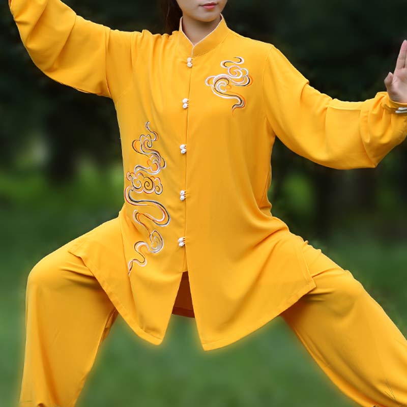 Nimara Ritual Auspicious Clouds Embroidery Meditation Prayer Spiritual Zen Tai Chi Qigong Practice Unisex Clothing Set