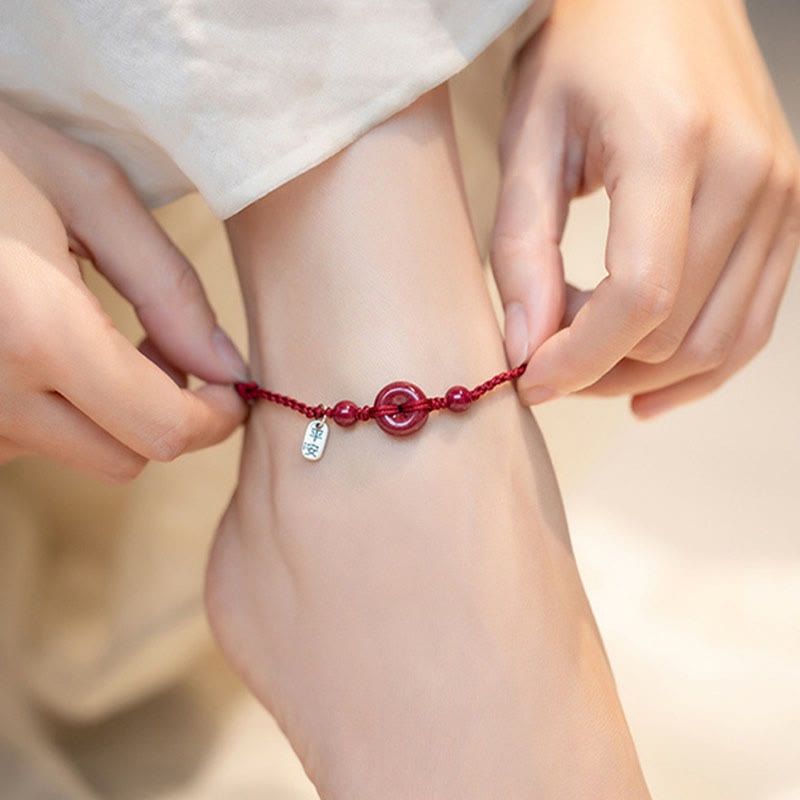 May You Be Healthy and Safe Cinnabar Bracelet Anklet