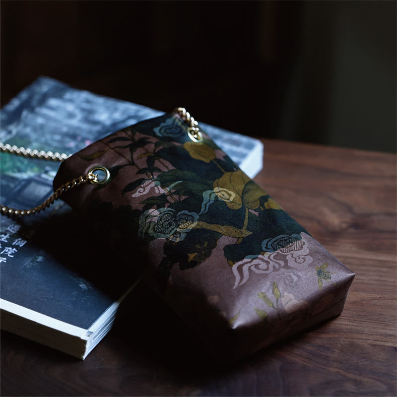 Nimara Ritual Small Maple Leaf Persimmon Metal Chain Crossbody Bag Shoulder Bag Cellphone Bag