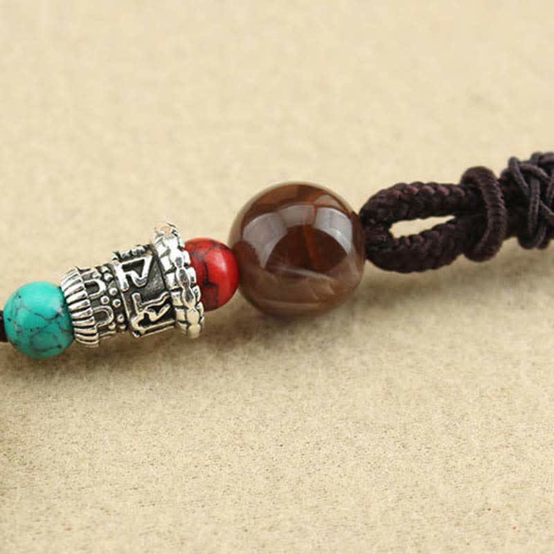 Nimara Ritual Tibet God of Wealth Thangka Ebony Peace Necklace Pendant