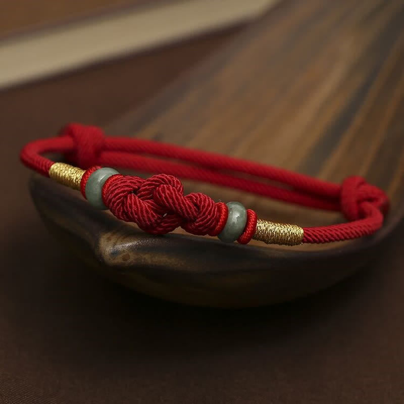 Nimara Ritual Red String Jade Luck Fortune Knot Braided String Bracelet