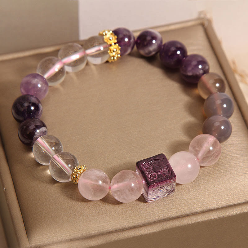 Nimara Ritual Natural Amethyst Pink Crystal Inner Peace And Healing Bracelet
