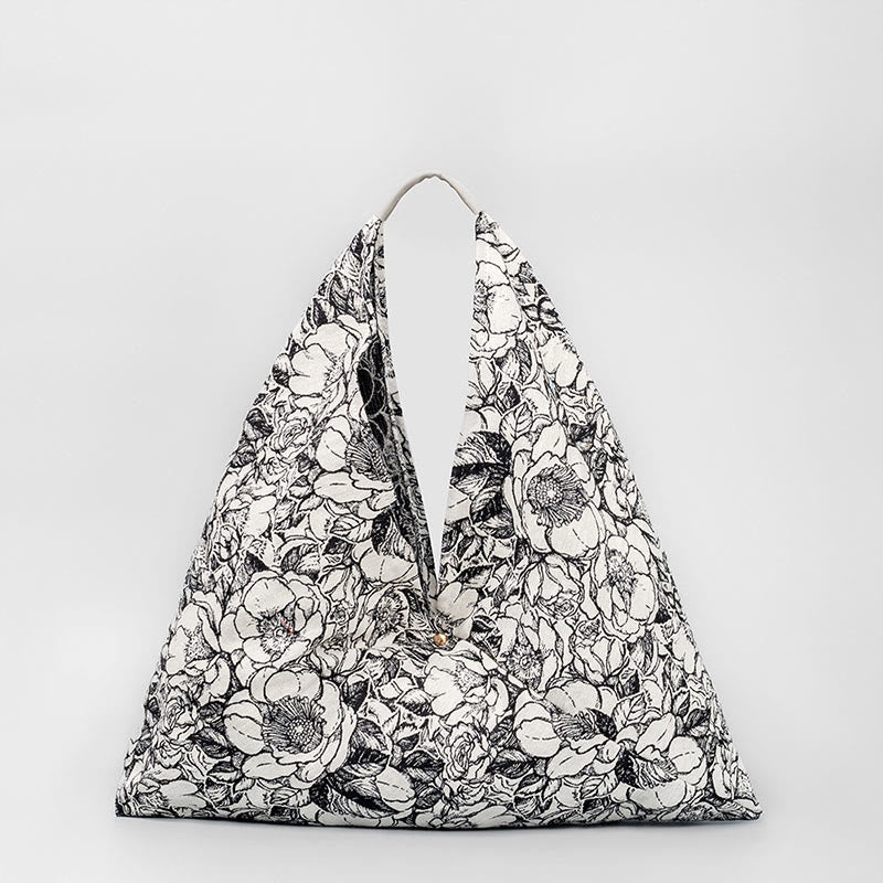 Nimara Ritual Flowers Letters Butterfly Geometry Print Underarm Triangle Shoulder Bag