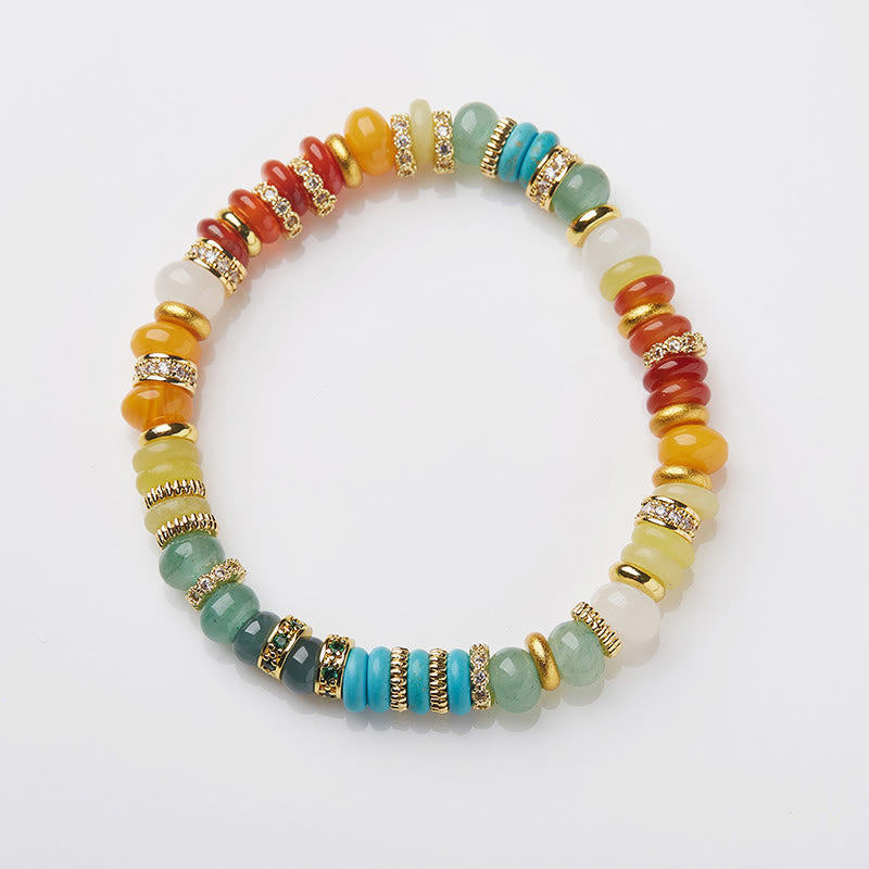 Nimara Ritual Natural Red Agate Jade Rainbow Confidence Bracelet