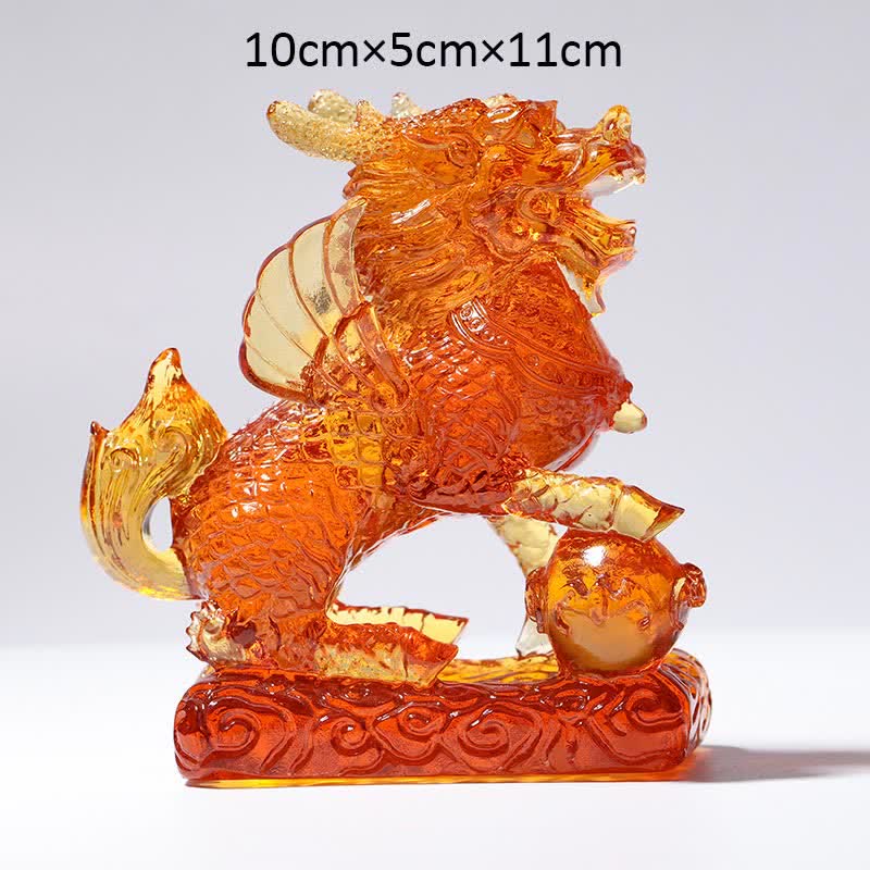 Nimara Ritual Feng Shui Kirin Handmade Liuli Crystal Art Piece Fortune Home Office Decoration