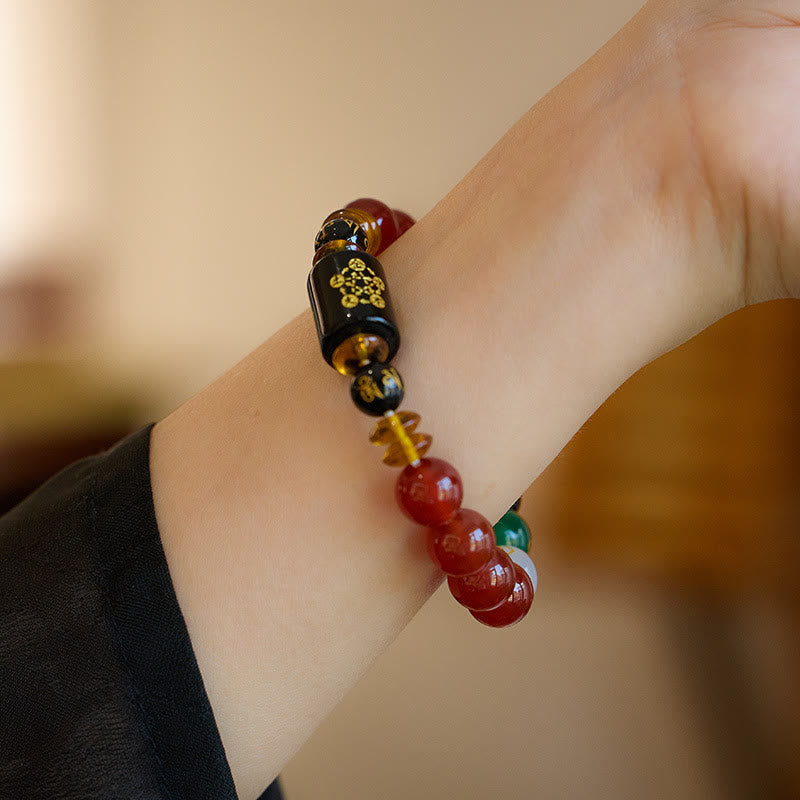 Nimara Ritual Five Elements Black Onyx Red Agate Wisdom Wealth Bracelet