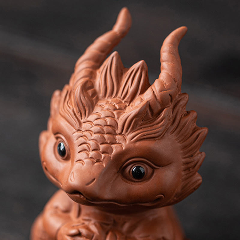 Nimara Ritual Luck Dragon Wealth Tea Pet Purple Clay Figurine Decoration