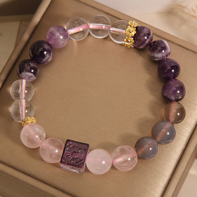 Nimara Ritual Natural Amethyst Pink Crystal Inner Peace And Healing Bracelet