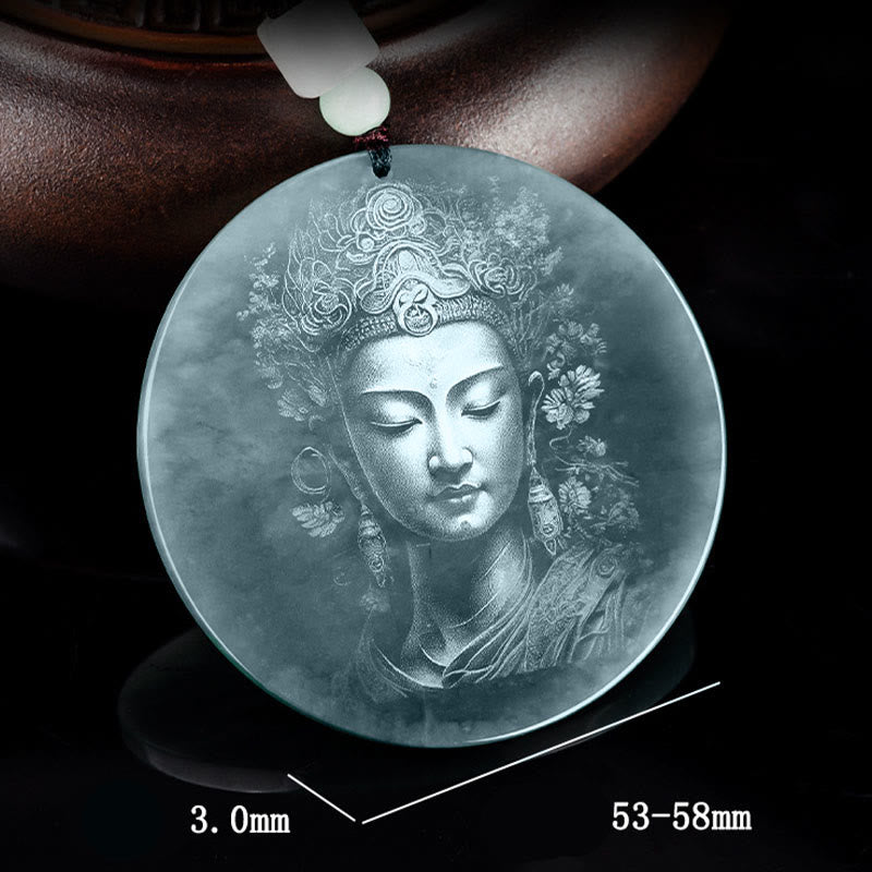 Nimara Ritual Kwan Yin Avalokitesvara Jade Abundance String Necklace Pendant