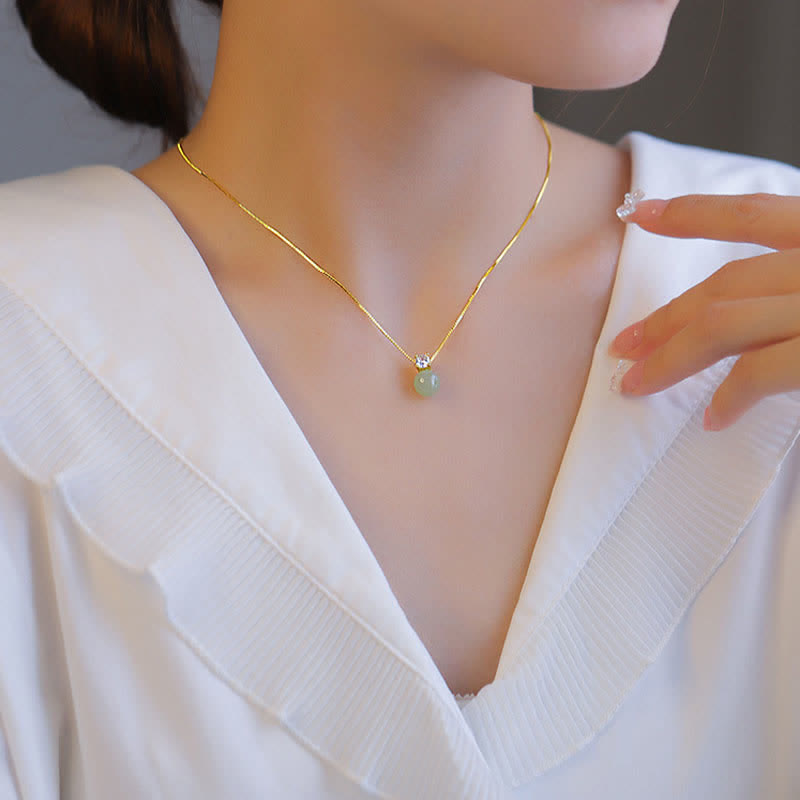 Nimara Ritual Lucky Bead Jade Prosperity Chain Necklace Pendant