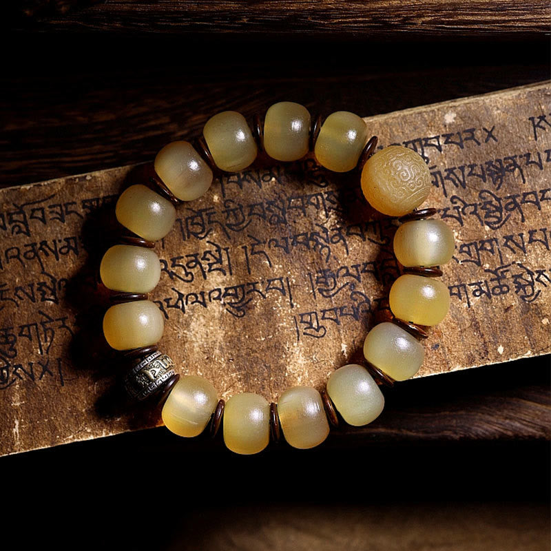 Nimara Ritual Handmade Tibetan Sheep Horn Om Mani Padme Hum Auspiciousness Bracelet