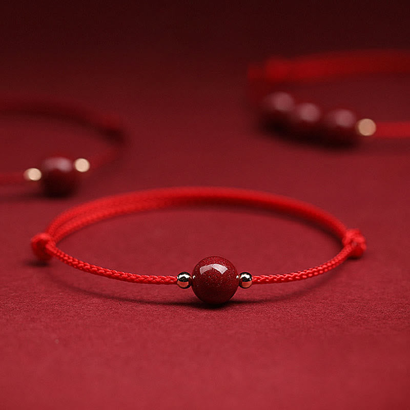 Nimara Ritual Natural Lucky Cinnabar Bead Blessing String Bracelet Anklet