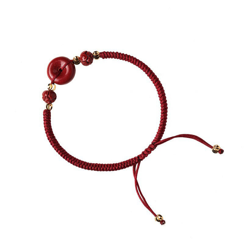 Nimara Ritual Handmade Lotus Cinnabar Peace Buckle Blessing Braid Bracelet