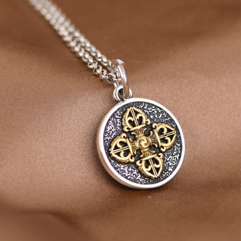 Nimara Ritual 925 Sterling Silver Double Dorje Vajra Blessing Necklace Pendant