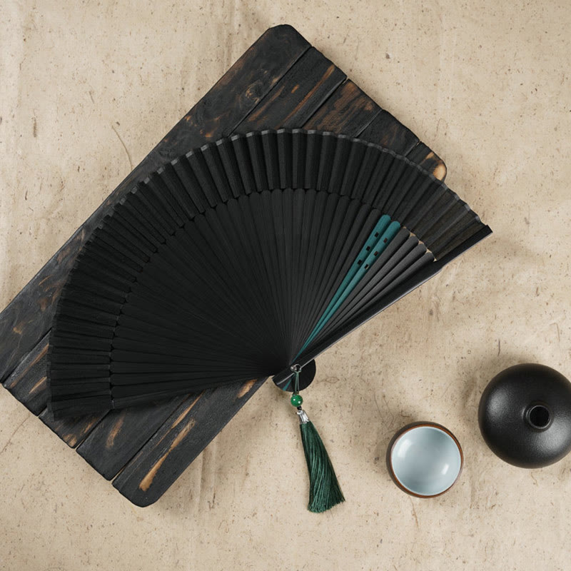 Nimara Ritual Simple Cherry Flower Hollow Engraved Handheld Bamboo Folding Fan