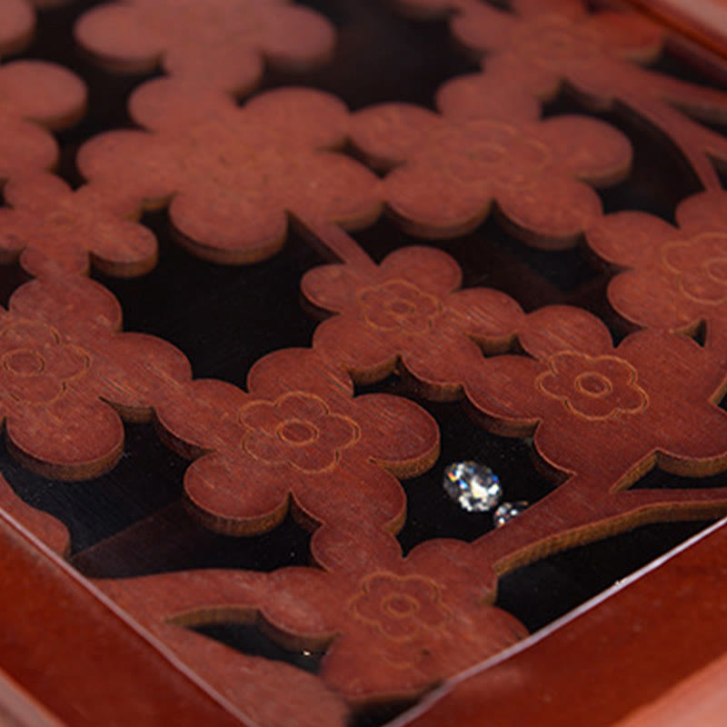 Nimara Ritual Vintage Plum Blossom Carved Wooden Jewelry Box Six-Layer Jewelry Storage Box
