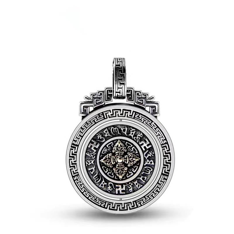 Nimara Ritual Tibetan Om Mani Padme Hum Double Dorje Vajra Rotatable Purity Peace Necklace Pendant