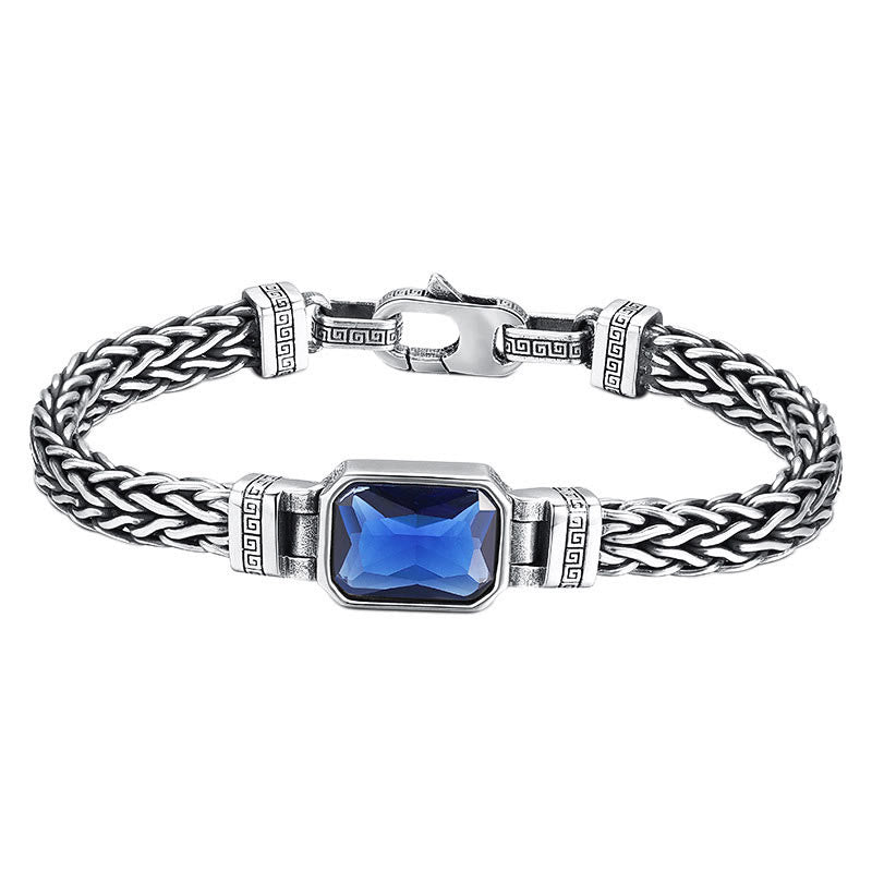 Nimara Ritual Retro Blue Acrylic Dragon Keel Braided Design Healing Wealth Buckle Bracelet