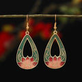 Nimara Ritual Lotus Butterfly Flower Alloy Copper Enlightenment Drop Earrings